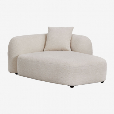 Module chaise longue Coco Sklum blanc en chenille épaisse, avec formes arrondies
