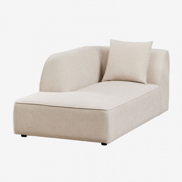 Module chaise longue Cardea Sklum beige crème avec coussin assorti