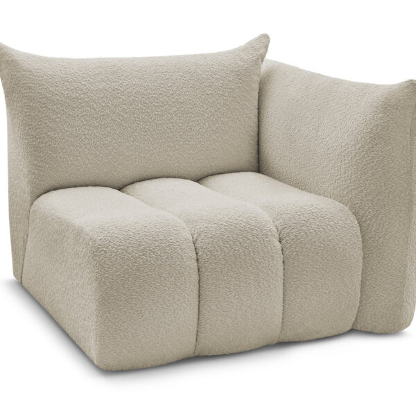 Chauffeuse modulable BOBOCHIC AZRA beige en bouclette avec accoudoir droit