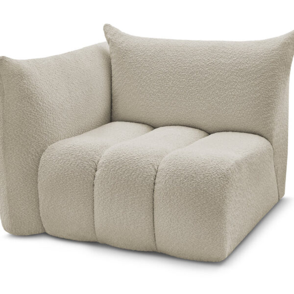 Chauffeuse BOBOCHIC AZRA avec accoudoir en tissu bouclette beige