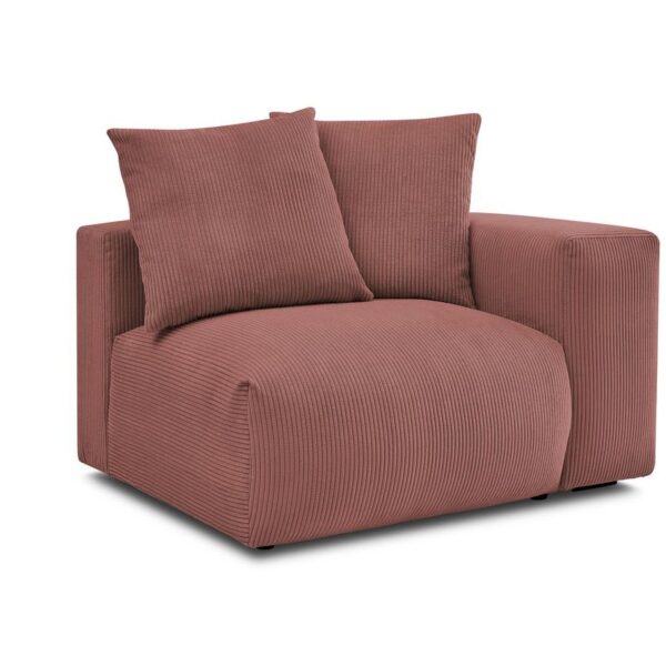 Chauffeuse modulable Bobochic Voltaire rose avec accoudoir en velours côtelé