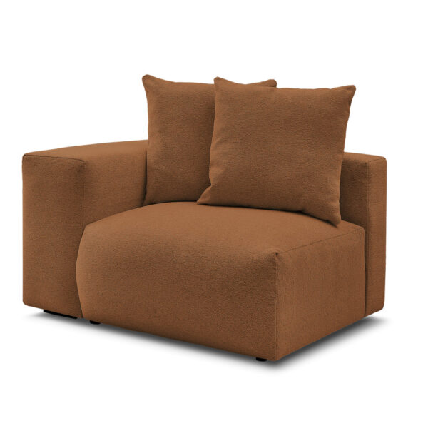 Chauffeuse Bobochic Voltaire modulable avec accoudoir gauche en tissu chiné orange