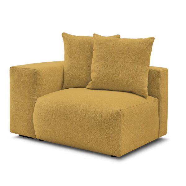 Chauffeuse BOBOCHIC VOLTAIRE en tissu chiné jaune avec accoudoir gauche