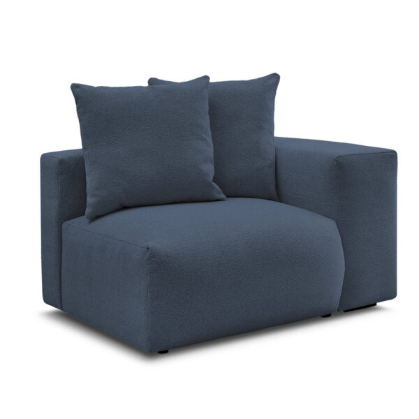 Chauffeuse modulable BOBOCHIC VOLTAIRE en tissu chiné bleu foncé avec accoudoir droit