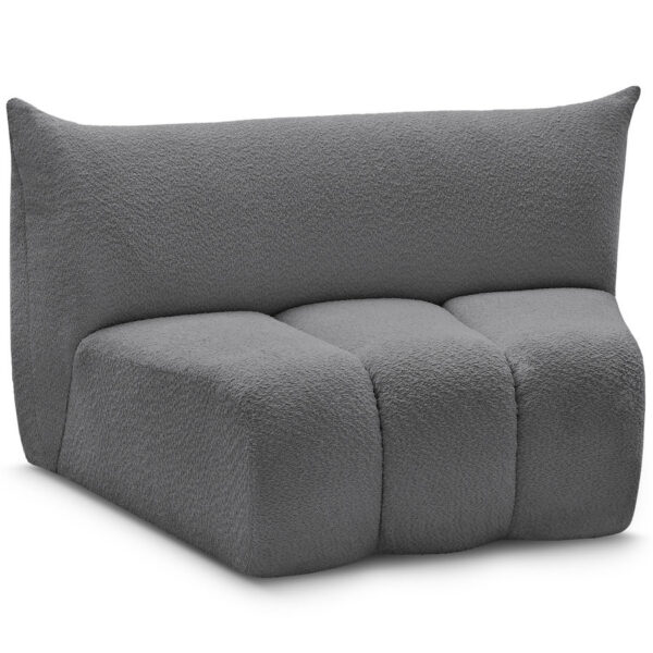 Chauffeuse Bobochic AZRA incurvée en tissu bouclette gris foncé