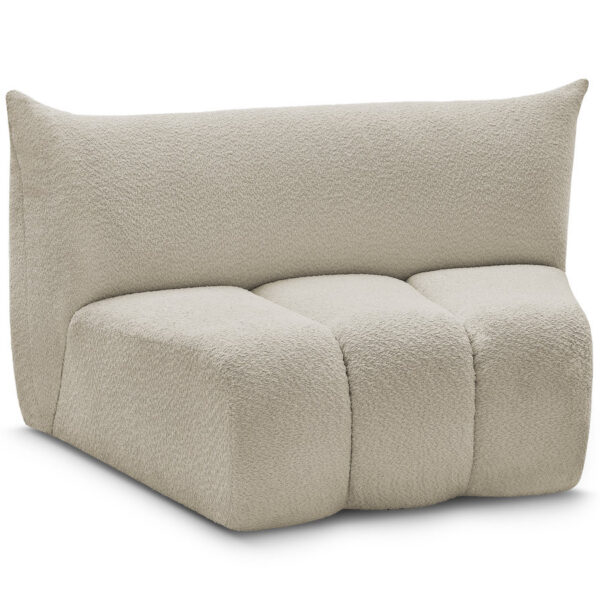 Chauffeuse Bobochic Azra incurvée en tissu bouclette pour canapé modulable