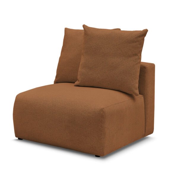 chauffeuse Bobochic Voltaire orange en tissu chiné, module une place sans accoudoir
