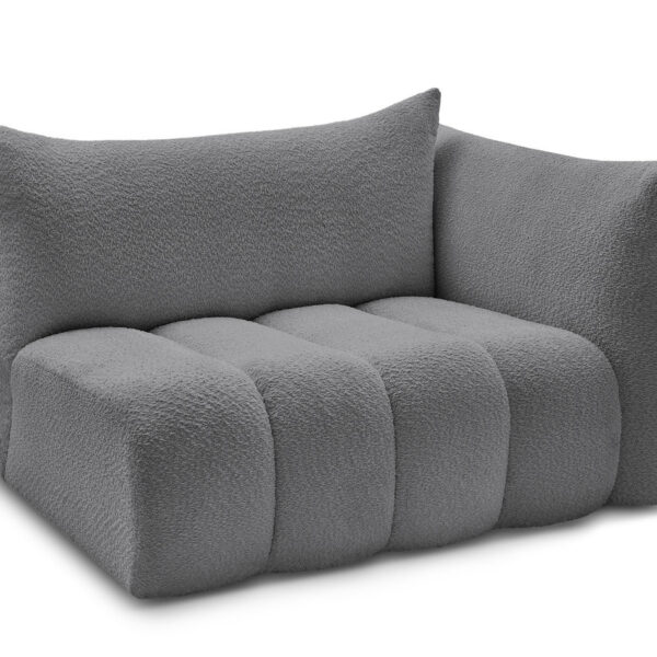 Chauffeuse BOBOCHIC AZRA modulable avec accoudoir et tissu bouclette gris foncé