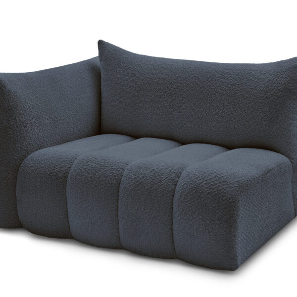 Chauffeuse modulable Bobochic AZRA en bouclette bleu foncé, version angle gauche
