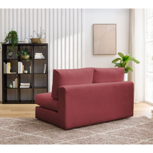 Canapé modulable Bobochic Paris deux places en tissu bouclé rouge
