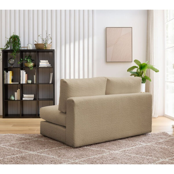 Chauffeuse Bobochic PARIS deux places en tissu bouclette marron pour canapé modulable