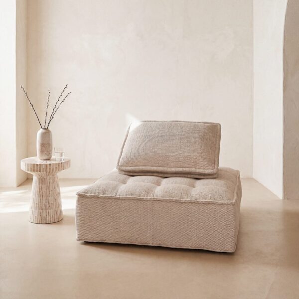 Chauffeuse Maisons du Monde NEO ELEMENTARY beige sable avec dossier livré dans son caisson
