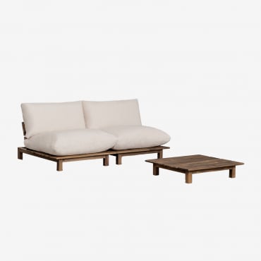Canapé modulable Sklum Brina beige crème avec deux modules et table basse