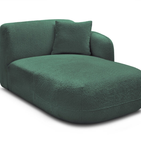 Méridienne Bobochic Anda en chenille vert foncé, avec accoudoir et angle droit
