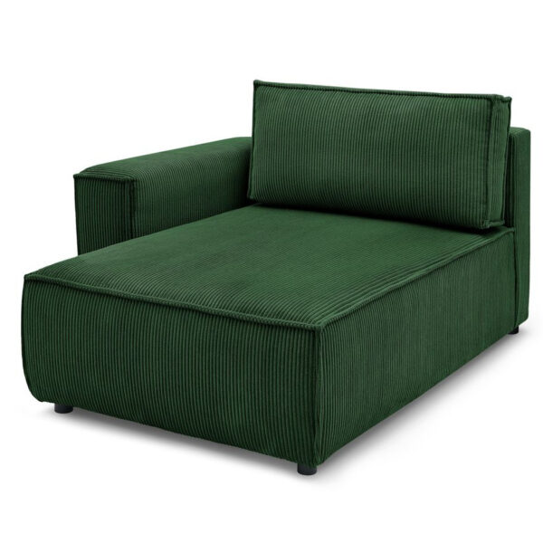 Méridienne modulable Bobochic NIHAD en velours côtelé vert foncé, angle gauche
