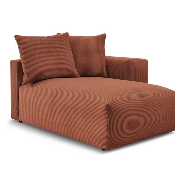 Méridienne orange avec accoudoir, canapé Bobochic Voltaire modulable en velours côtelé