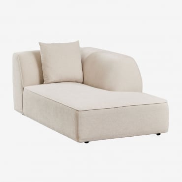 Module chaise longue Cardea avec accoudoirs, coussin déhoussable et revêtement beige crème