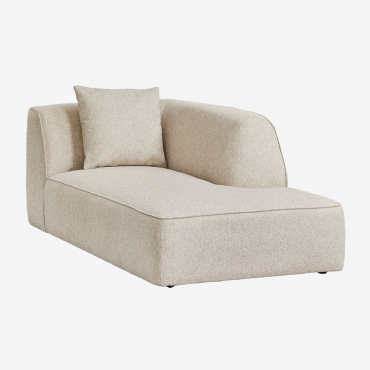 Module chaise longue Cardea beige crème en tissu bouclé pour canapé modulable