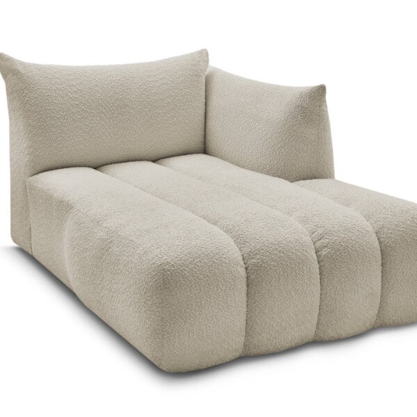 Méridienne BOBOCHIC AZRA beige en tissu bouclette, vue de face