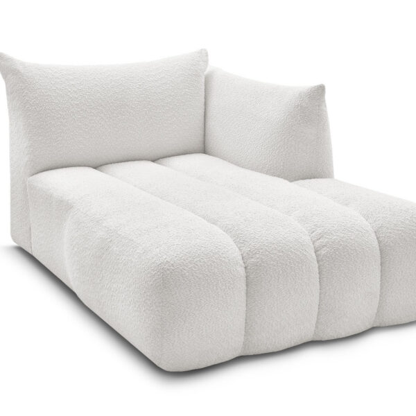 Méridienne BOBOCHIC AZRA une place en tissu bouclette blanc, angle droit