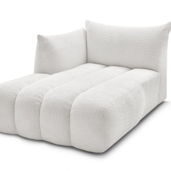 Méridienne modulable BOBOCHIC AZRA en bouclette blanche, configuration angle gauche