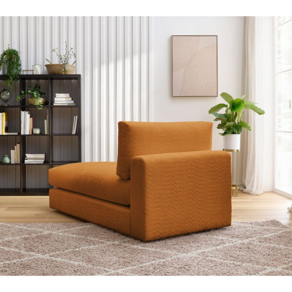 Méridienne Bobochic PARIS en tissu effet bouclé jaune pour canapé modulable