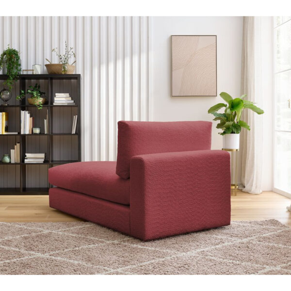 Méridienne modulable BOBOCHIC PARIS en tissu bouclé rouge pour canapé