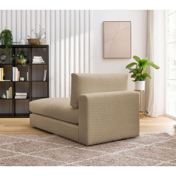 Méridienne Bobochic PARIS en tissu bouclé marron pour canapé modulable