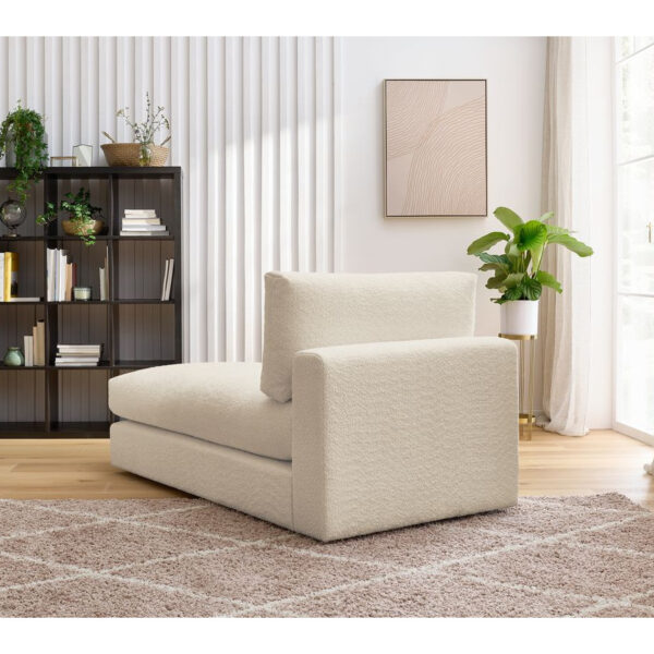 Méridienne modulable Bobochic PARIS en tissu bouclé beige, module une place
