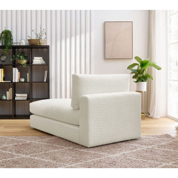 Méridienne modulable Bobochic Paris une place en tissu bouclette blanc