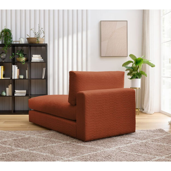 Méridienne Bobochic PARIS en tissu bouclette orange pour canapé modulable
