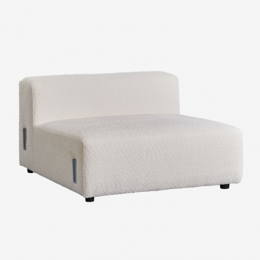 Canapé modulaire Bruna, module central blanc en tissu bouclé avec dossier