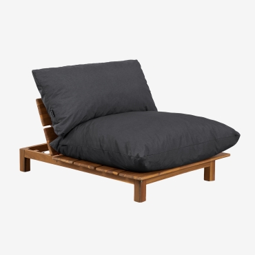 Module central inclinable Brina en bois d’acacia avec coussins gris graphite