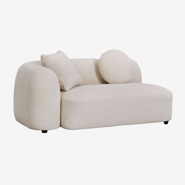 Module d’angle Coco Sklum deux places en chenille blanche, aux formes courbes