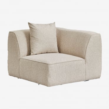 Module d’angle Sklum Cardea en tissu bouclé beige crème pour canapé modulable