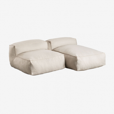 Canapé modulable Dojans Sklum composé d’un fauteuil et d’une chaise longue beige